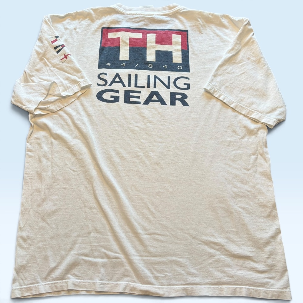 Vintage Tommy Hilfiger Shirt Mens XL White Sailing Gear Nautical Tee T-Shirt USA
